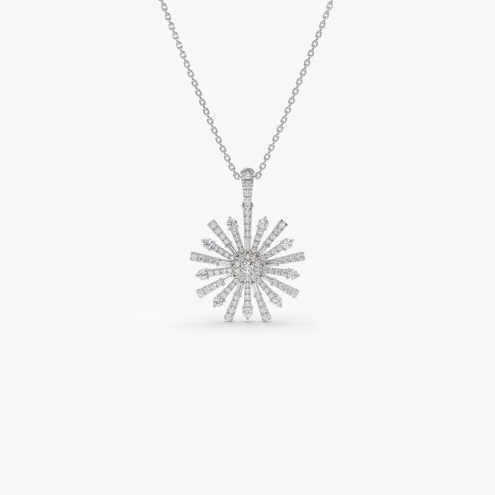 Round & Baguette Cut Diamond Unique Necklace for Her