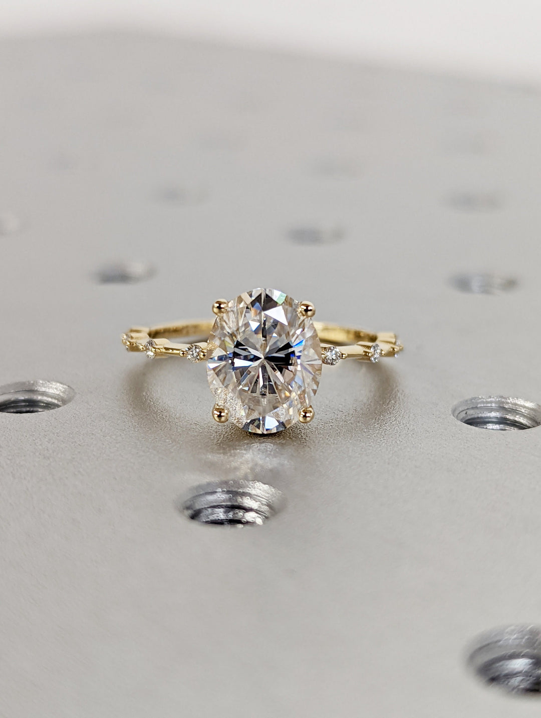2.50CT Oval Lab Grown Petite Pave Diamond Engagement Ring For Her