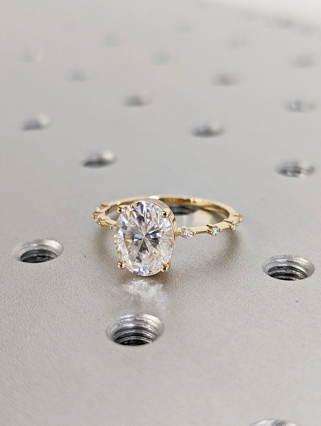 2.50CT Oval Lab Grown Petite Pave Diamond Engagement Ring For Her