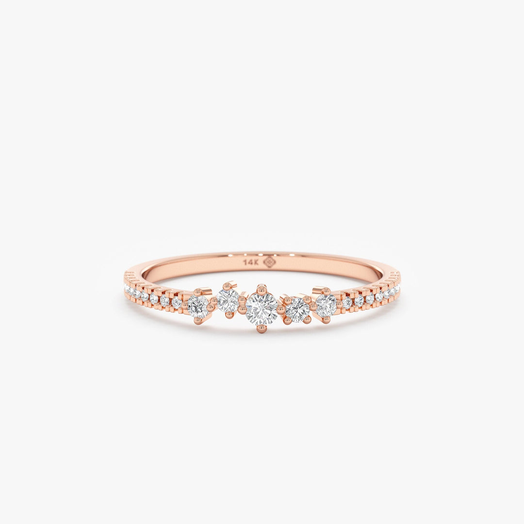 14k Gold Round Diamond Cluster Engagement Ring for Women