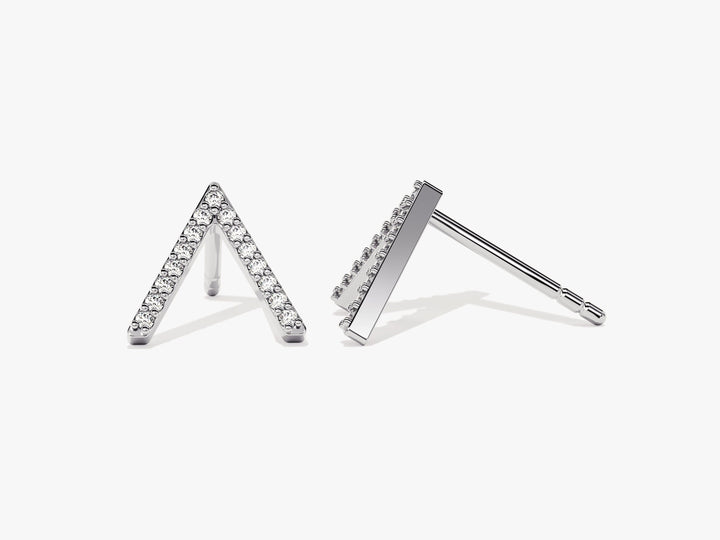 Round Cut Moissanite V Shaped Diamond Earrings For Women