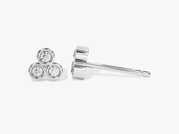 Trio Bezel Set Diamond Round Cut Moissanite Earrings For Her