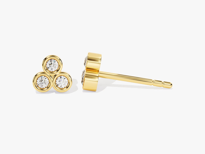 Trio Bezel Set Diamond Round Cut Moissanite Earrings For Her