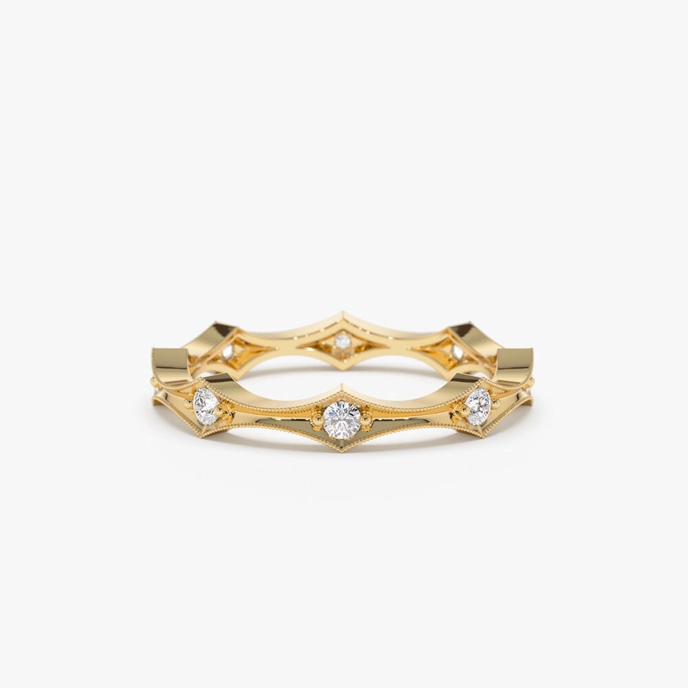 Round Cut Diamond Petite Eternity Wedding Band for Gift