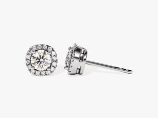 Round Cut Diamond Halo Moissanite Studs Earrings For Women