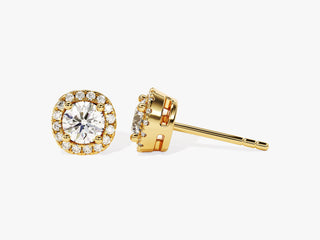 Round Cut Diamond Halo Moissanite Studs Earrings For Women