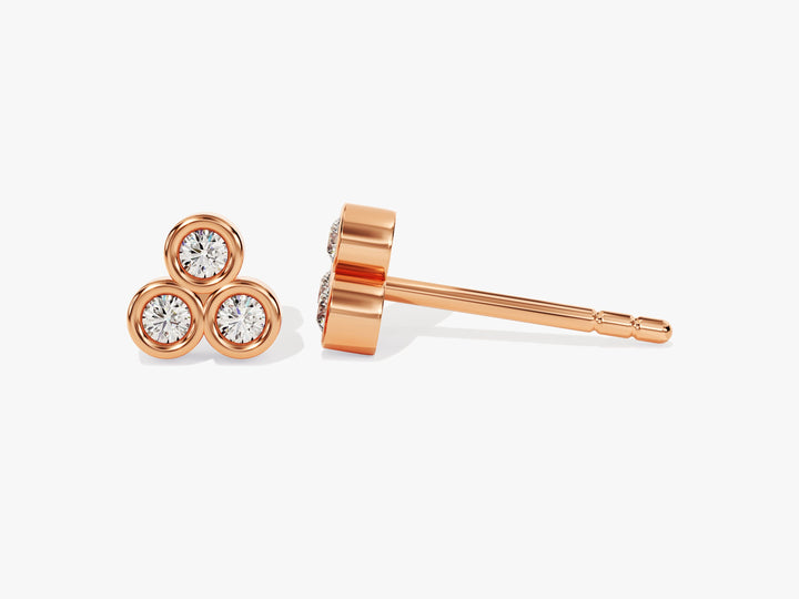 Trio Bezel Set Diamond Round Cut Moissanite Earrings For Her