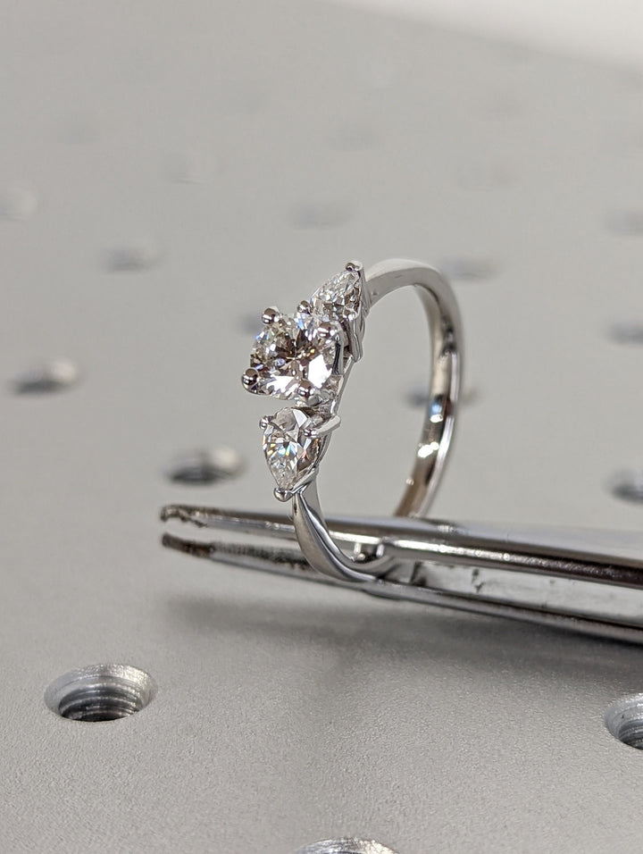0.50CT Round Cut 3 Stone Lab Grown Diamond Engagement Ring For Women