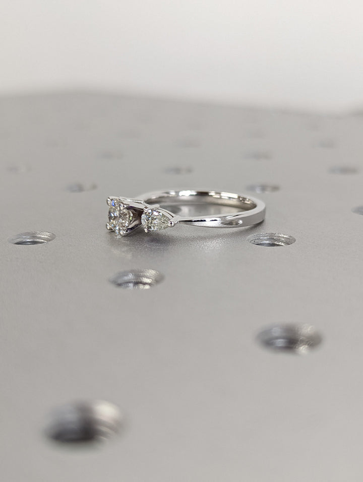 0.50CT Round Cut 3 Stone Lab Grown Diamond Engagement Ring For Women