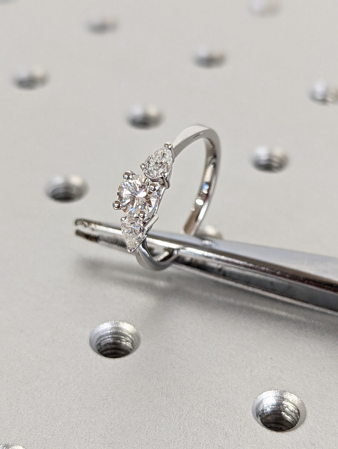 0.50CT Round Cut 3 Stone Lab Grown Diamond Engagement Ring For Women