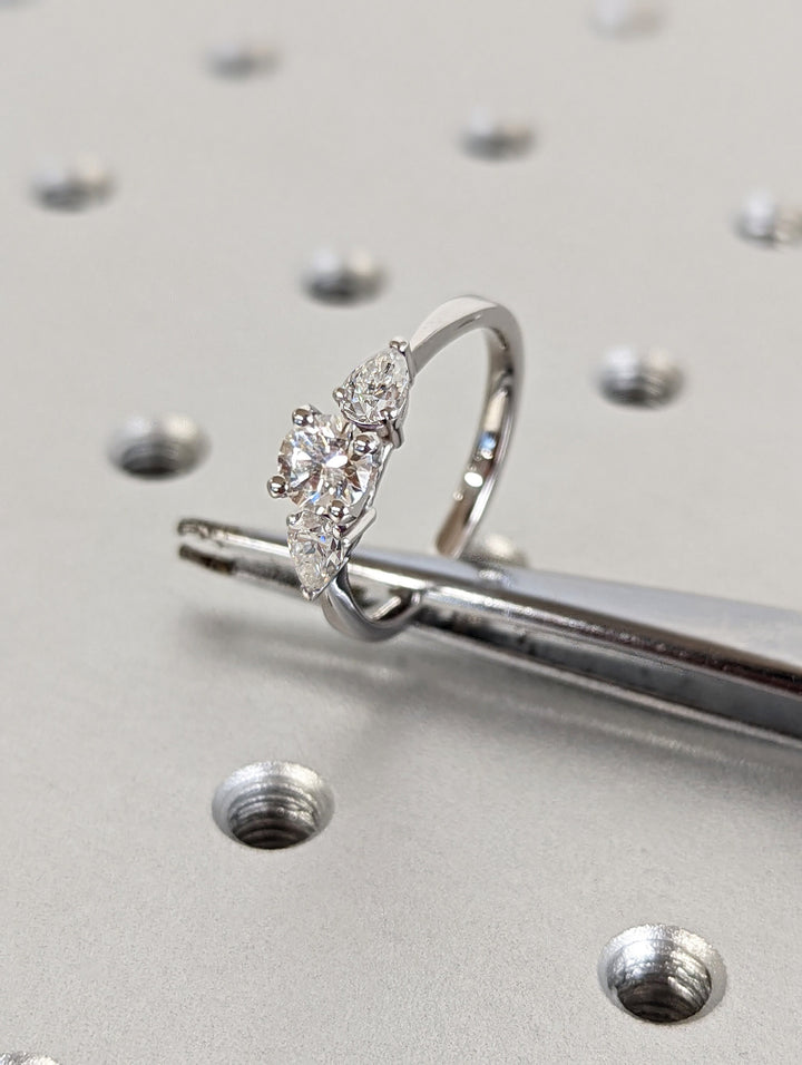 0.50CT Round Cut 3 Stone Lab Grown Diamond Engagement Ring For Women