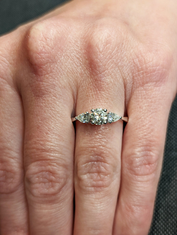 0.50CT Round Cut 3 Stone Lab Grown Diamond Engagement Ring For Women