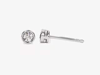 Bezel Set Round Cut Diamond Moissanite Studs For Women