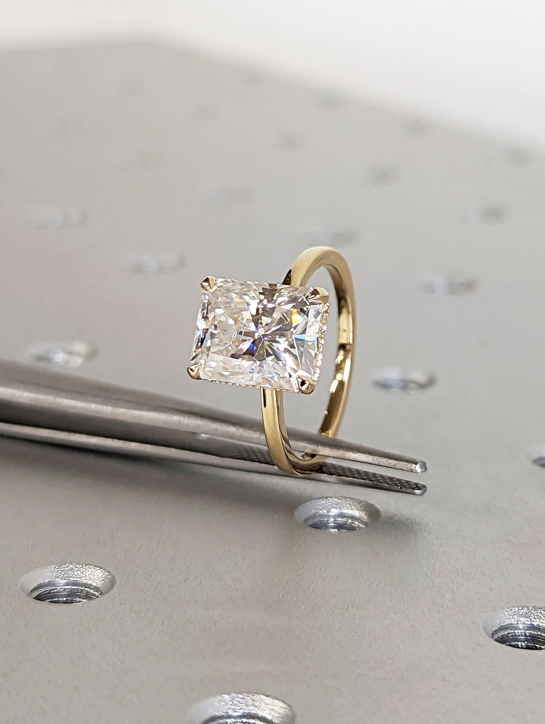 3.0CT Radiant Cut Hidden Halo Lab Grown Diamond Engagement Ring For Her