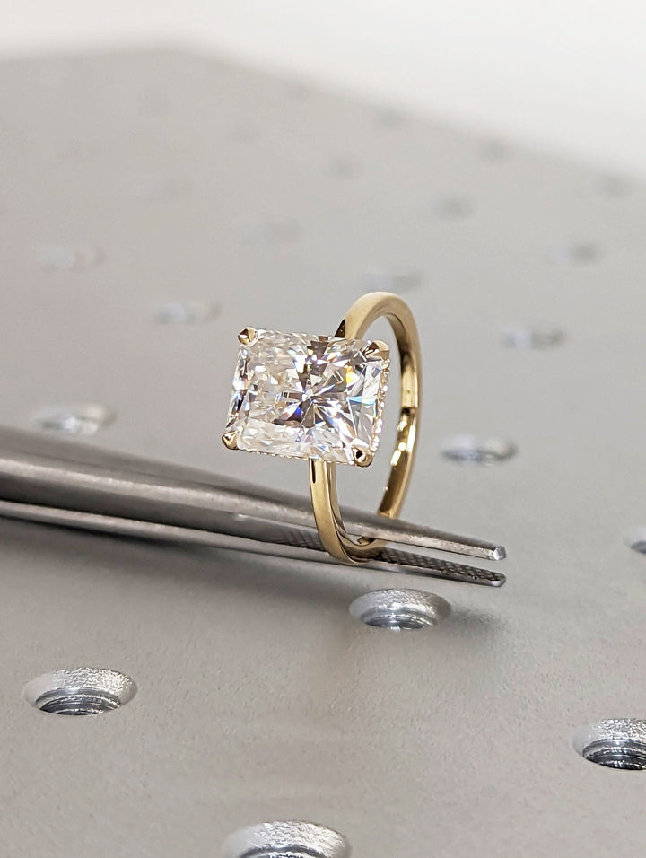 3.0CT Radiant Cut Hidden Halo Lab Grown Diamond Engagement Ring For Her