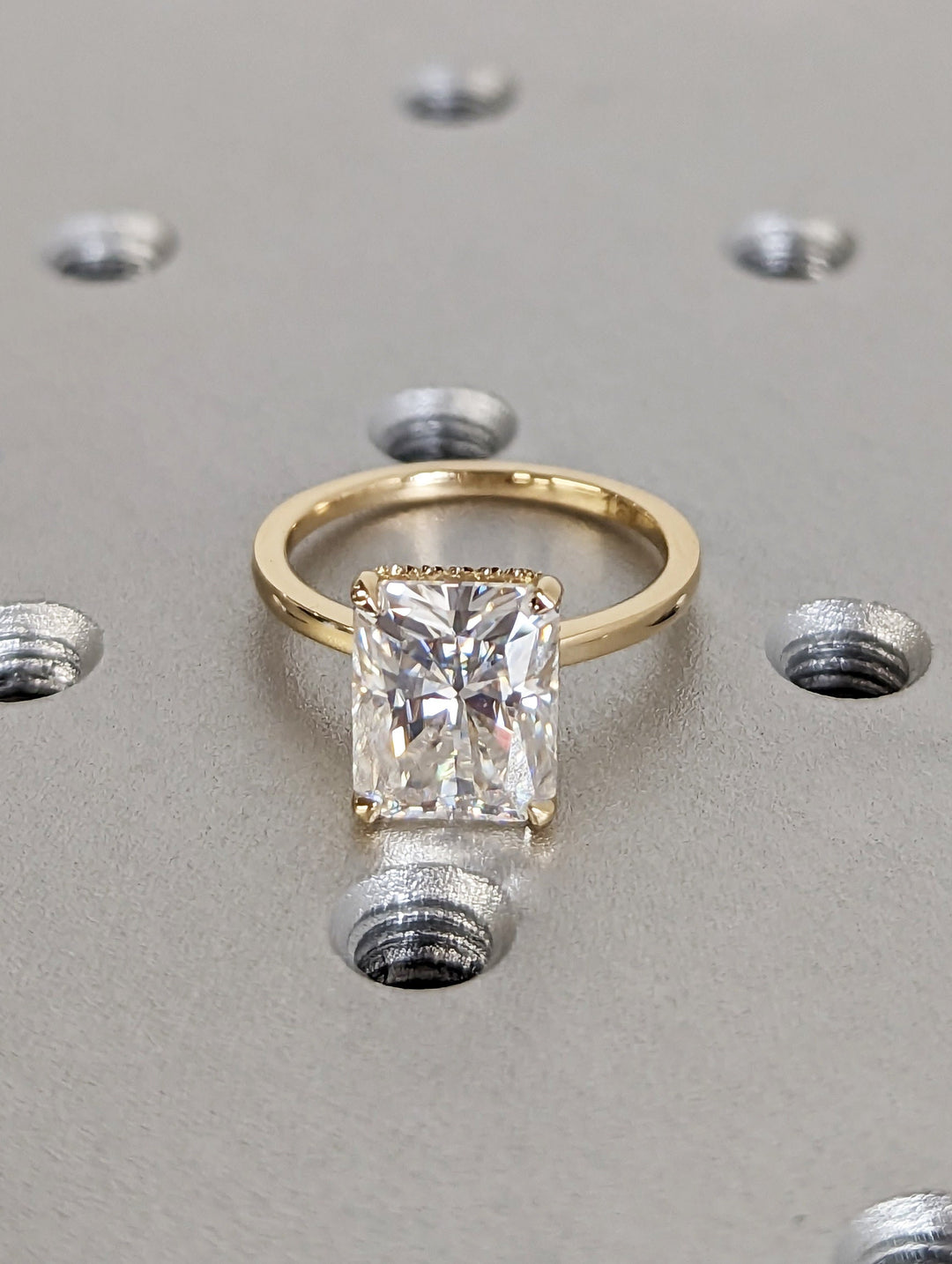3.0CT Radiant Cut Hidden Halo Lab Grown Diamond Engagement Ring For Her
