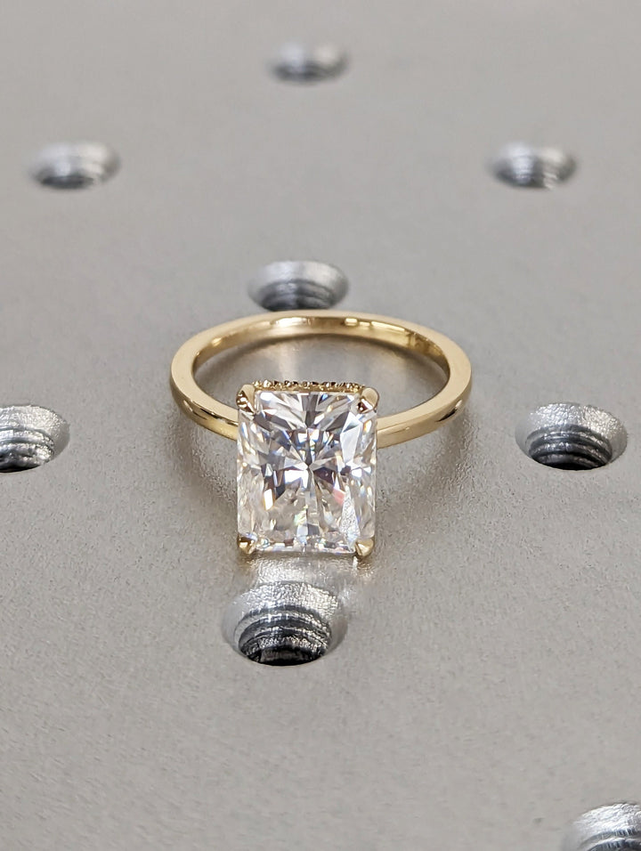 3.0CT Radiant Cut Hidden Halo Lab Grown Diamond Engagement Ring For Her