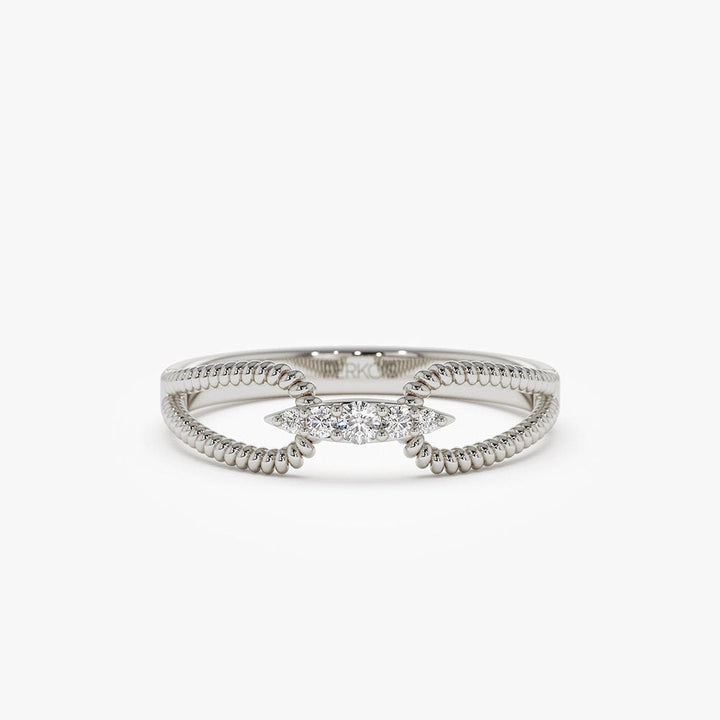 Round Cut Diamond Double Rope Wedding Band for Women