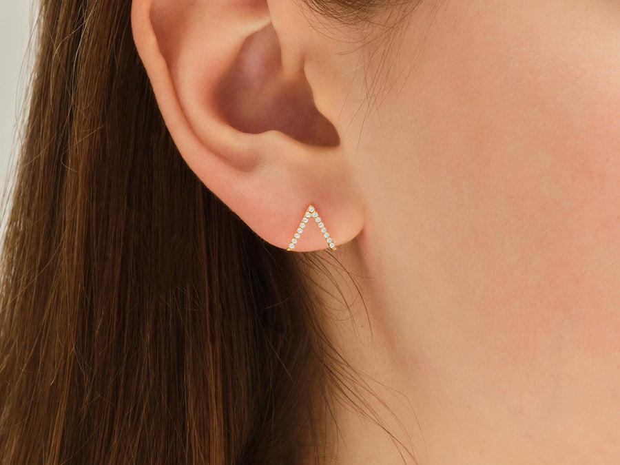 Round Cut Moissanite V Shaped Diamond Earrings For Women