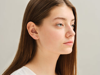 Round Cut Diamond Bezel Set Tiny Moissanite Earrings For Her