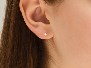 Round Cut Diamond Bezel Set Tiny Moissanite Earrings For Her