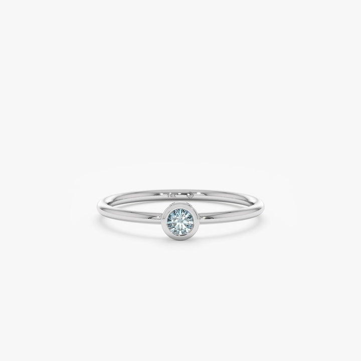 Bezel Set Round Cut Diamond Ring for Her for Birthday Gift