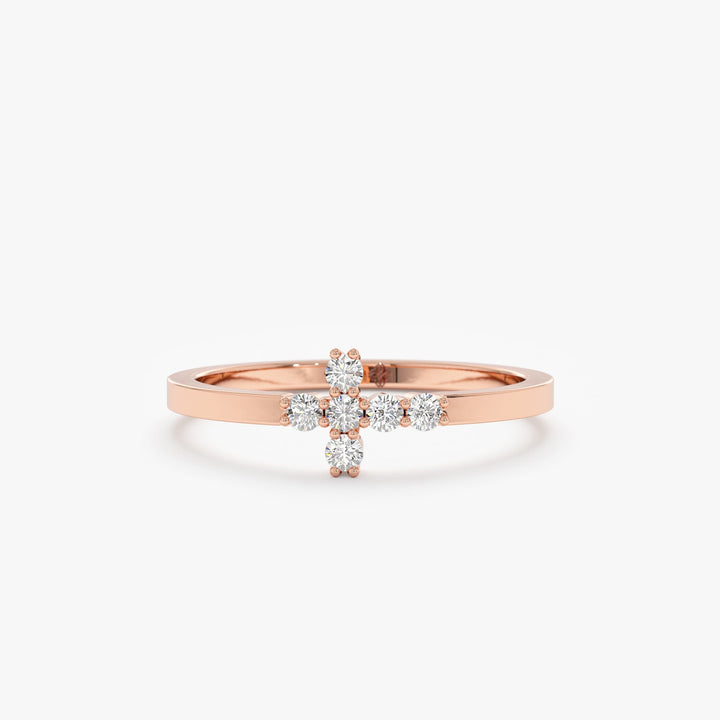 Round Cut Diamond Cross Wedding Band for Religious Gifts