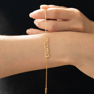 Custom Name 'Mama' Gold Bracelet for Mother's Day