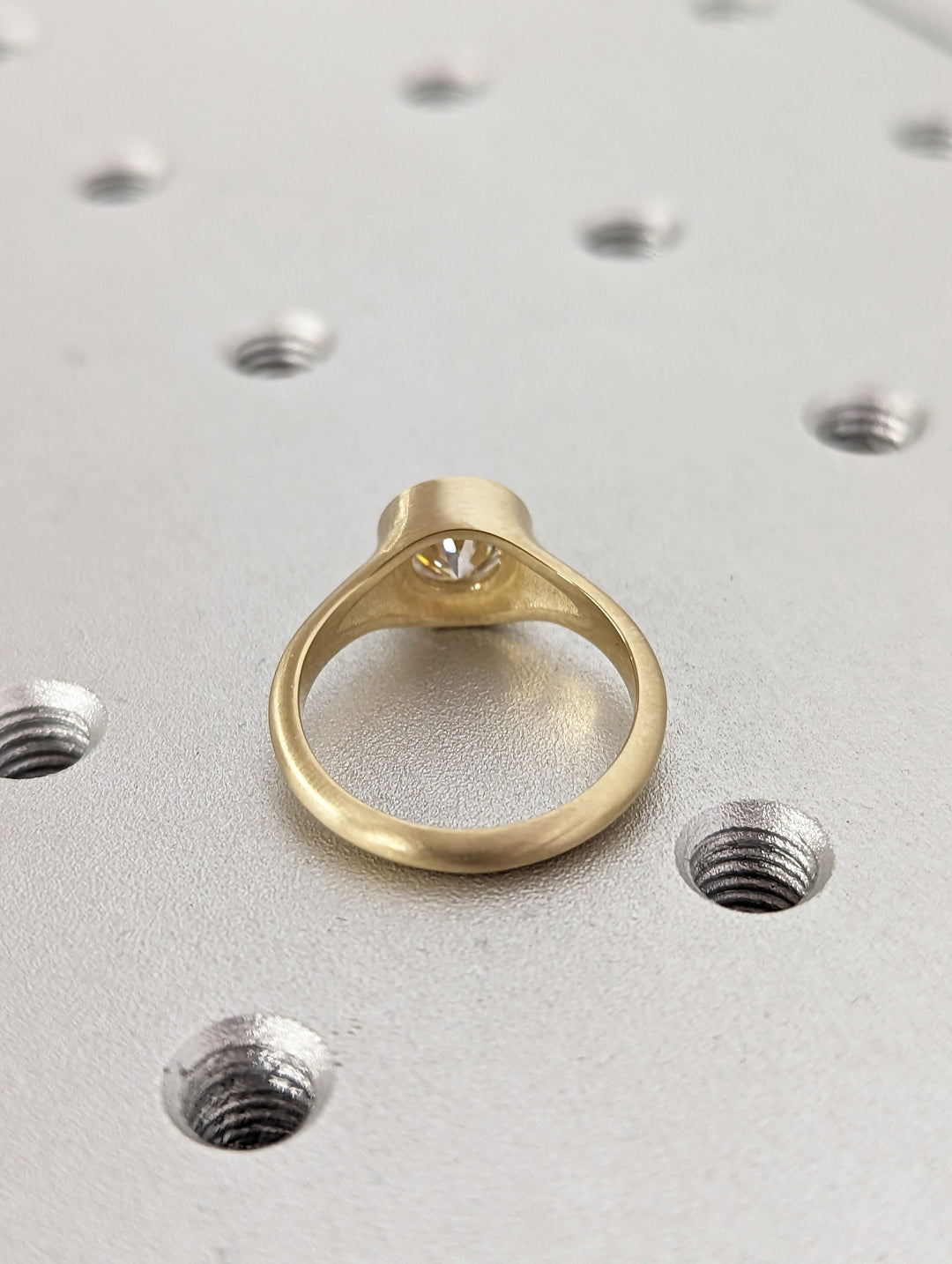 1.0CT Round Cut Bezel Lab Grown Diamond Engagement Ring For Women
