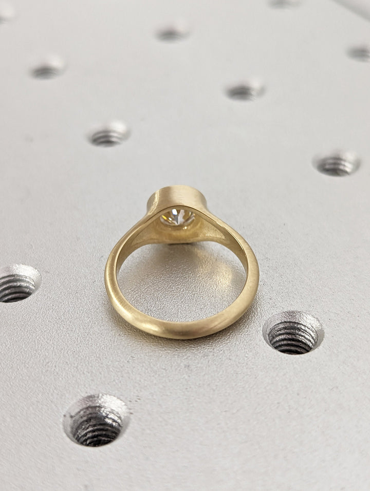 1.0CT Round Cut Bezel Lab Grown Diamond Engagement Ring For Women