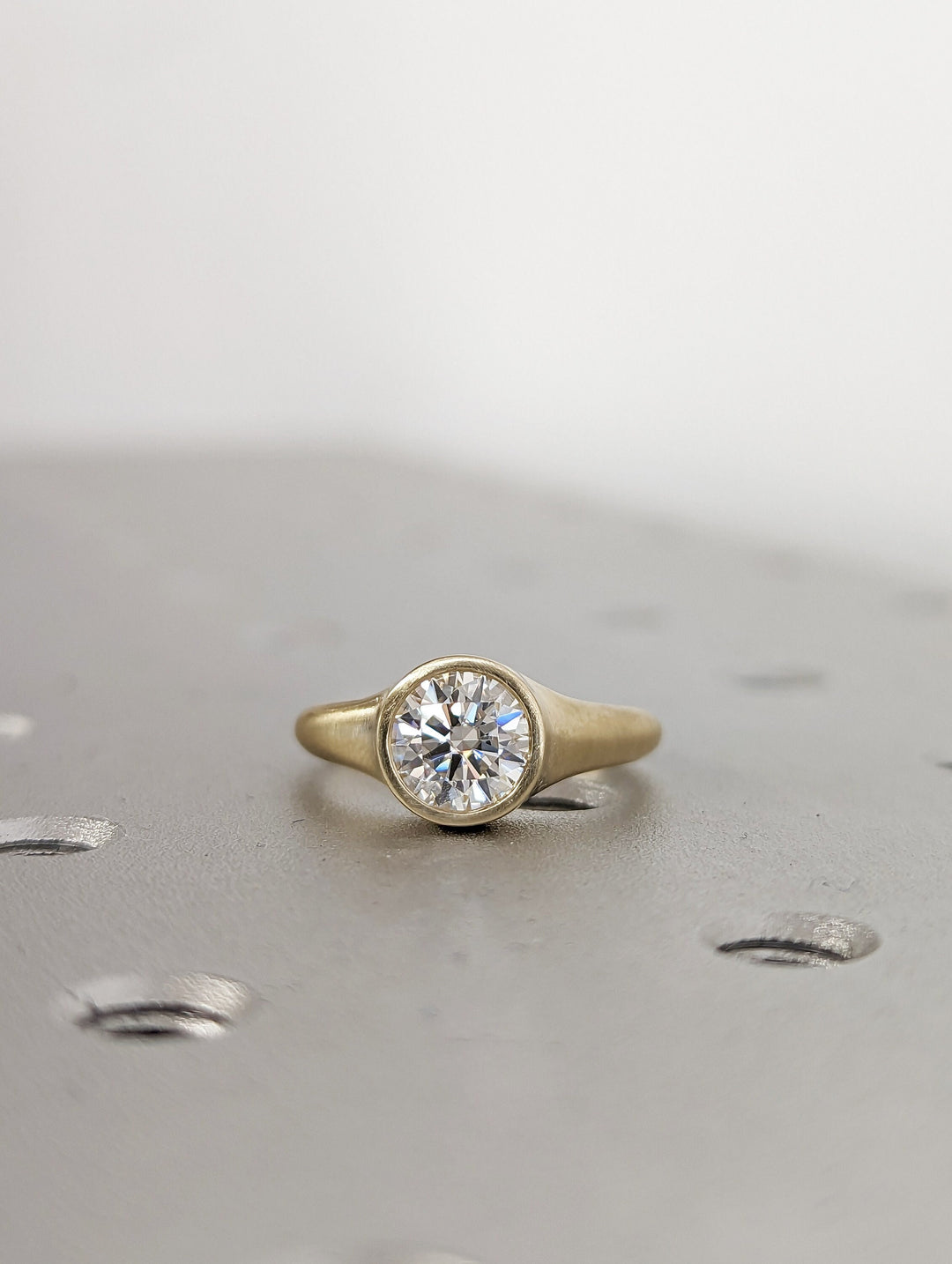 1.0CT Round Cut Bezel Lab Grown Diamond Engagement Ring For Women