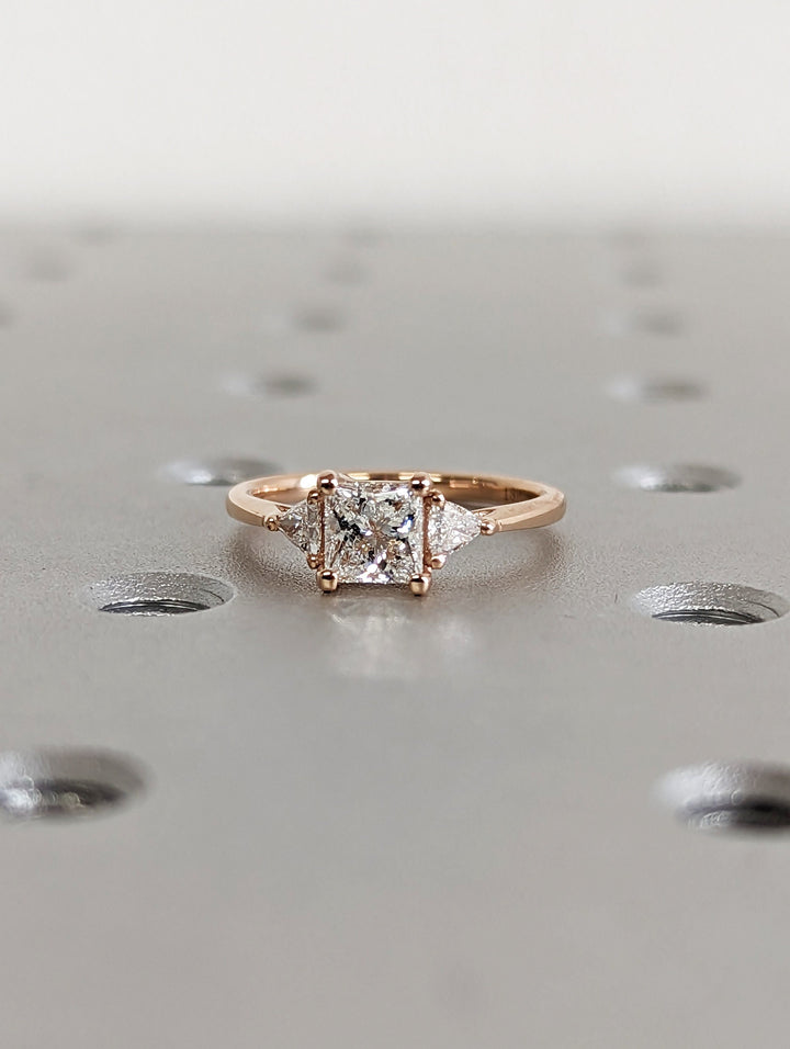0.50CT Princess Cut Three Stone Lab Grown Diamond Engagement Ring For Her
