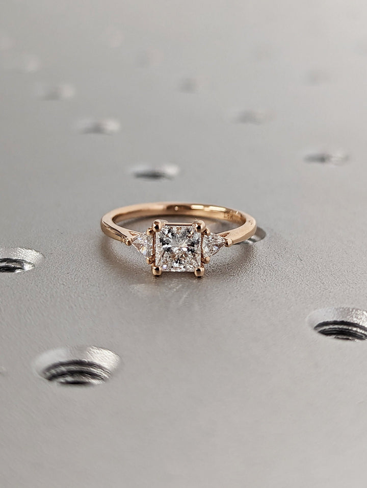 0.50CT Princess Cut Three Stone Lab Grown Diamond Engagement Ring For Her