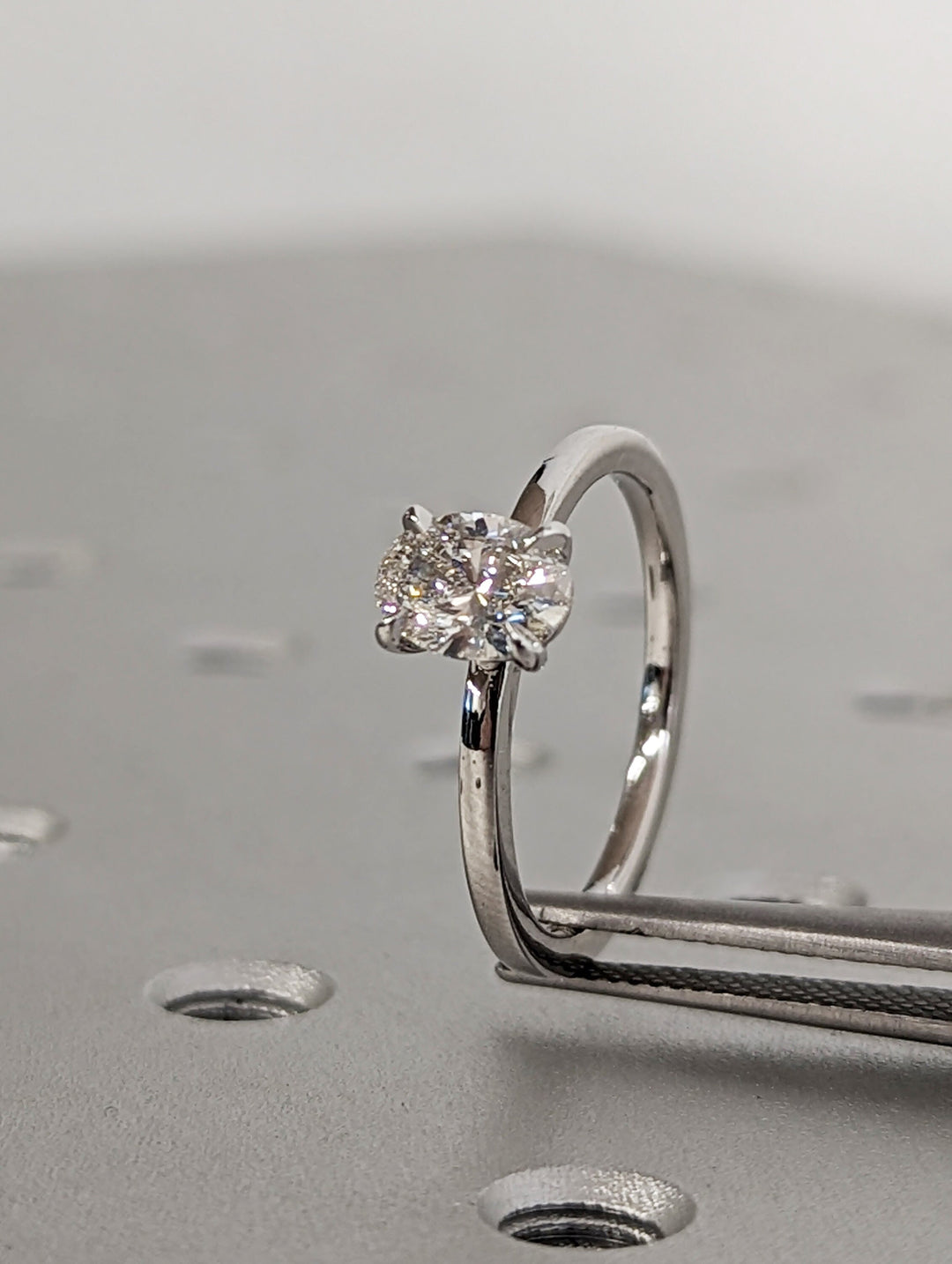 1.0CT Oval Cut Solitaire Lab Grown Diamond Engagement Ring Minimalist Wedding Ring
