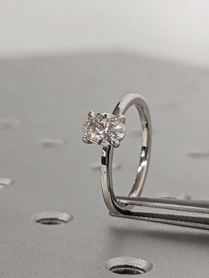 1.0CT Oval Cut Solitaire Lab Grown Diamond Engagement Ring Minimalist Wedding Ring
