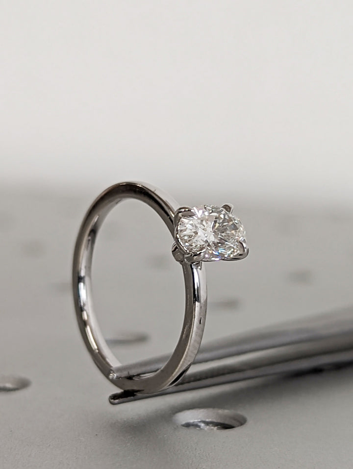1.0CT Oval Cut Solitaire Lab Grown Diamond Engagement Ring Minimalist Wedding Ring