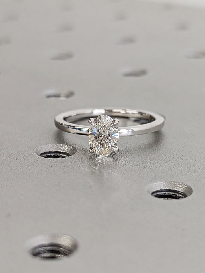 1.0CT Oval Cut Solitaire Lab Grown Diamond Engagement Ring Minimalist Wedding Ring