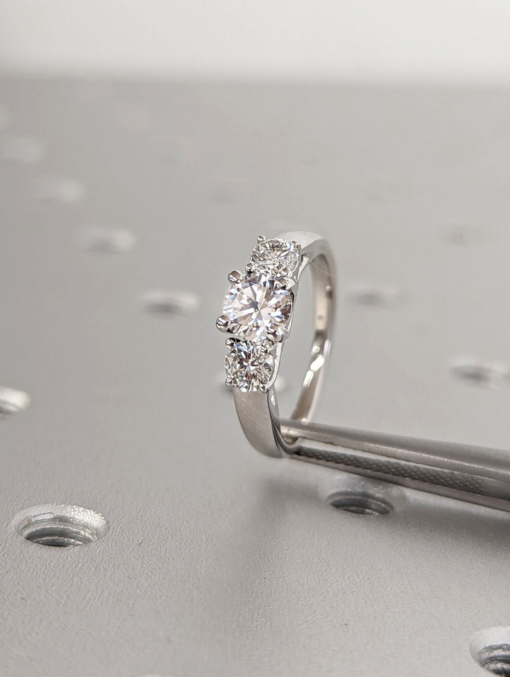 0.50CT Round Cut Three Stone Lab Grown Diamond Engagement Ring Minimalist Engagement Ring For Her