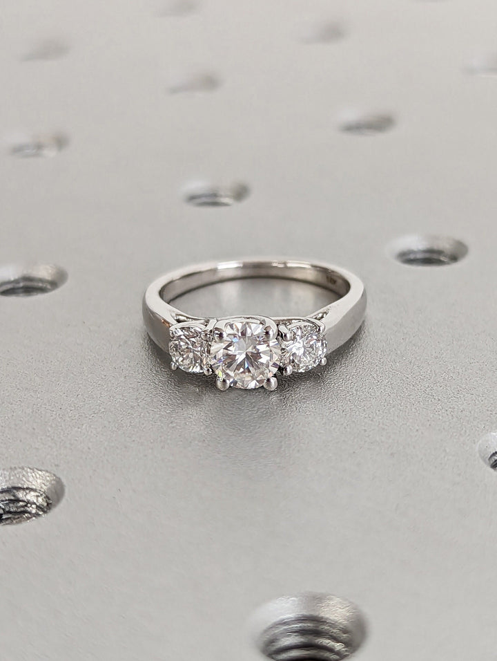 0.50CT Round Cut Three Stone Lab Grown Diamond Engagement Ring Minimalist Engagement Ring For Her