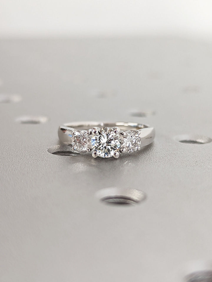 0.50CT Round Cut Three Stone Lab Grown Diamond Engagement Ring Minimalist Engagement Ring For Her