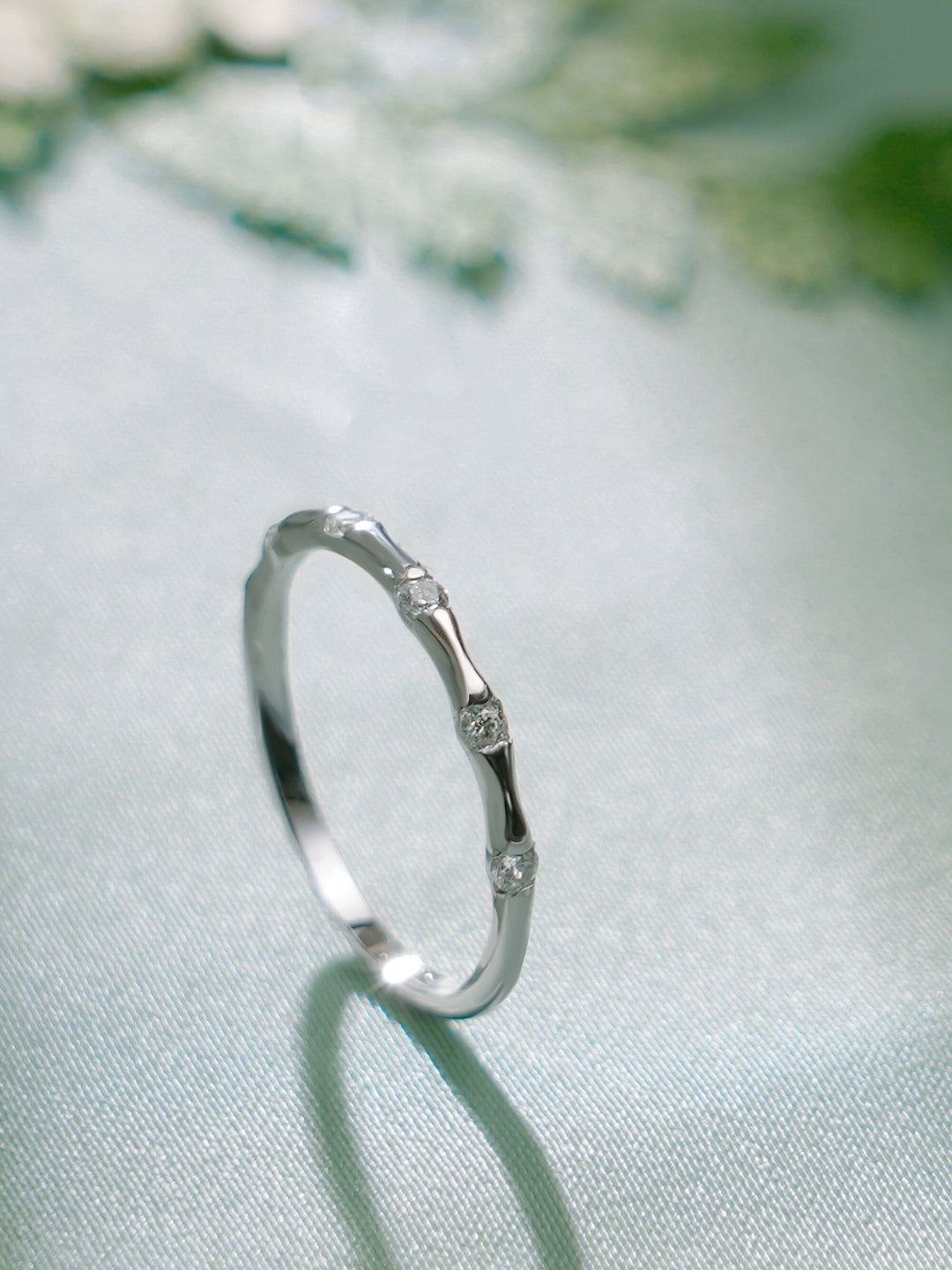 0.15CT Round Cut Petite Pave CVD EF/VVS Diamond Wedding Band For Women