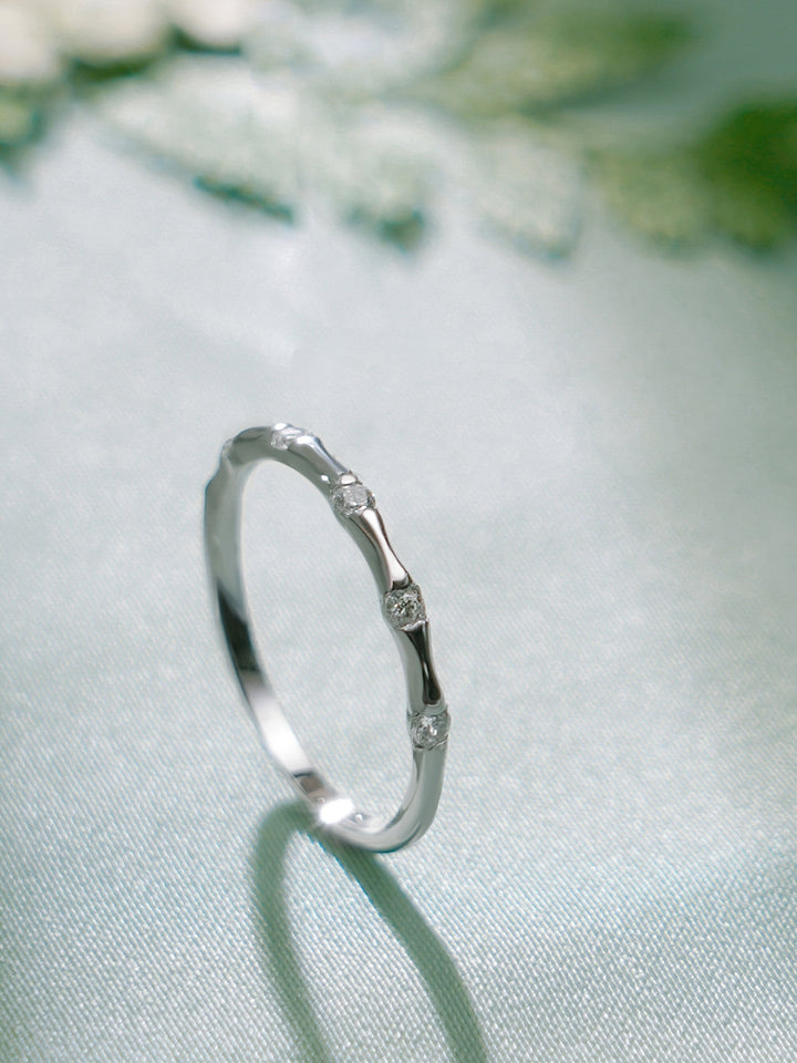 0.15CT Round Cut Petite Pave CVD EF/VVS Diamond Wedding Band For Women