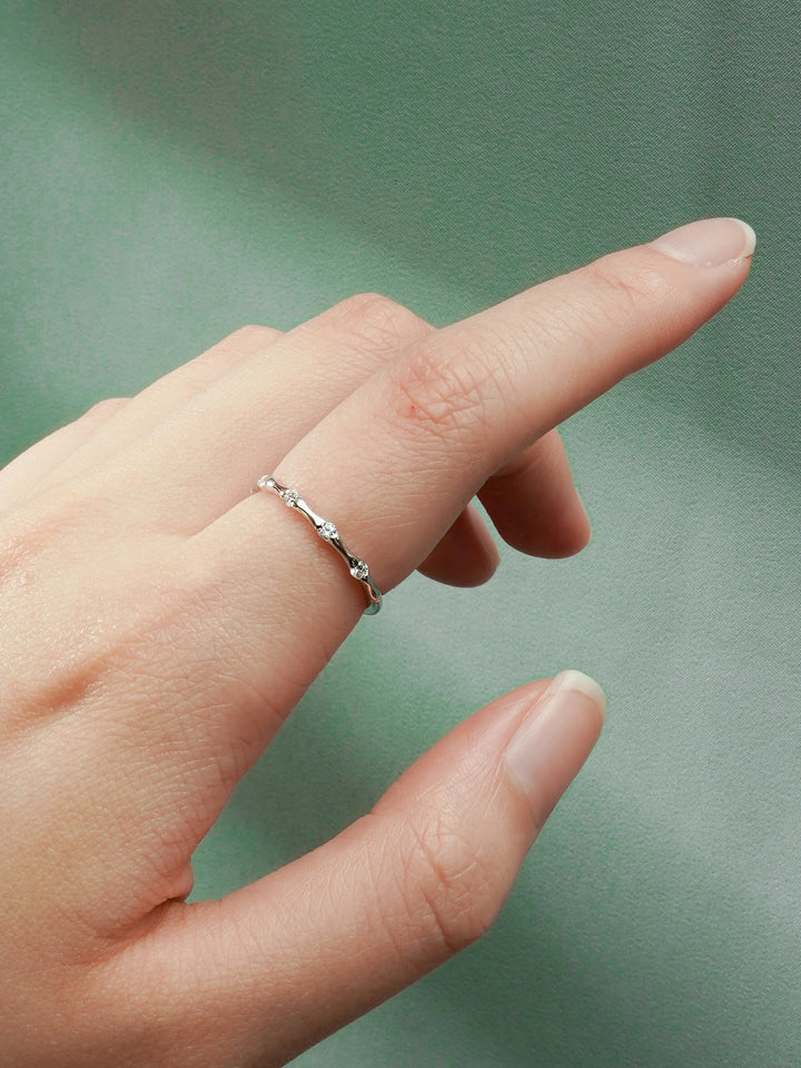 0.15CT Round Cut Petite Pave CVD EF/VVS Diamond Wedding Band For Women