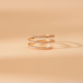 Diamond Wrap Ring for Her 14k Gold Spiral Ring