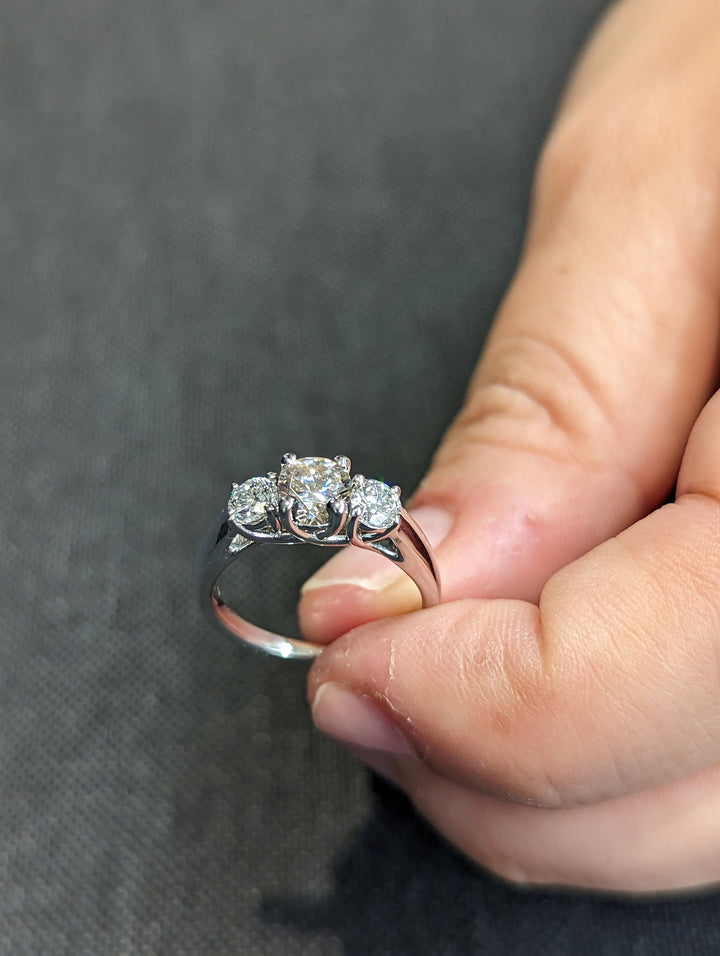 0.50CT Round Cut Three Stone Lab Grown Diamond Engagement Ring Minimalist Engagement Ring For Her