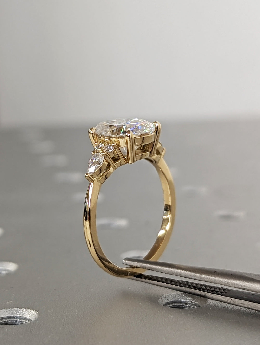 2.50CT Oval Cut Cluster Lab Grown Diamond Engagement Ring For Women