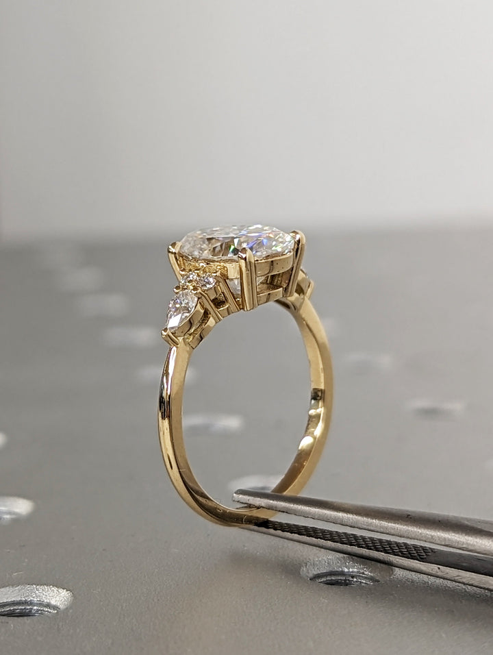 2.50CT Oval Cut Cluster Lab Grown Diamond Engagement Ring For Women