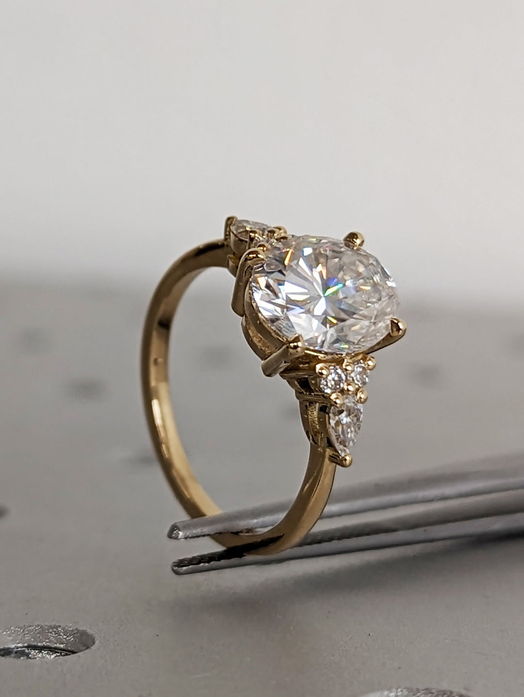 2.50CT Oval Cut Cluster Lab Grown Diamond Engagement Ring For Women