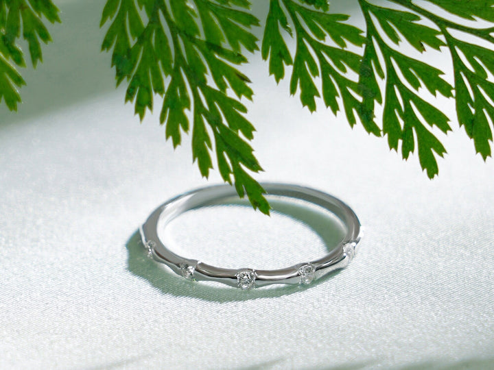 0.15CT Round Cut Petite Pave CVD EF/VVS Diamond Wedding Band For Women