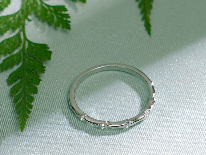 0.15CT Round Cut Petite Pave CVD EF/VVS Diamond Wedding Band For Women